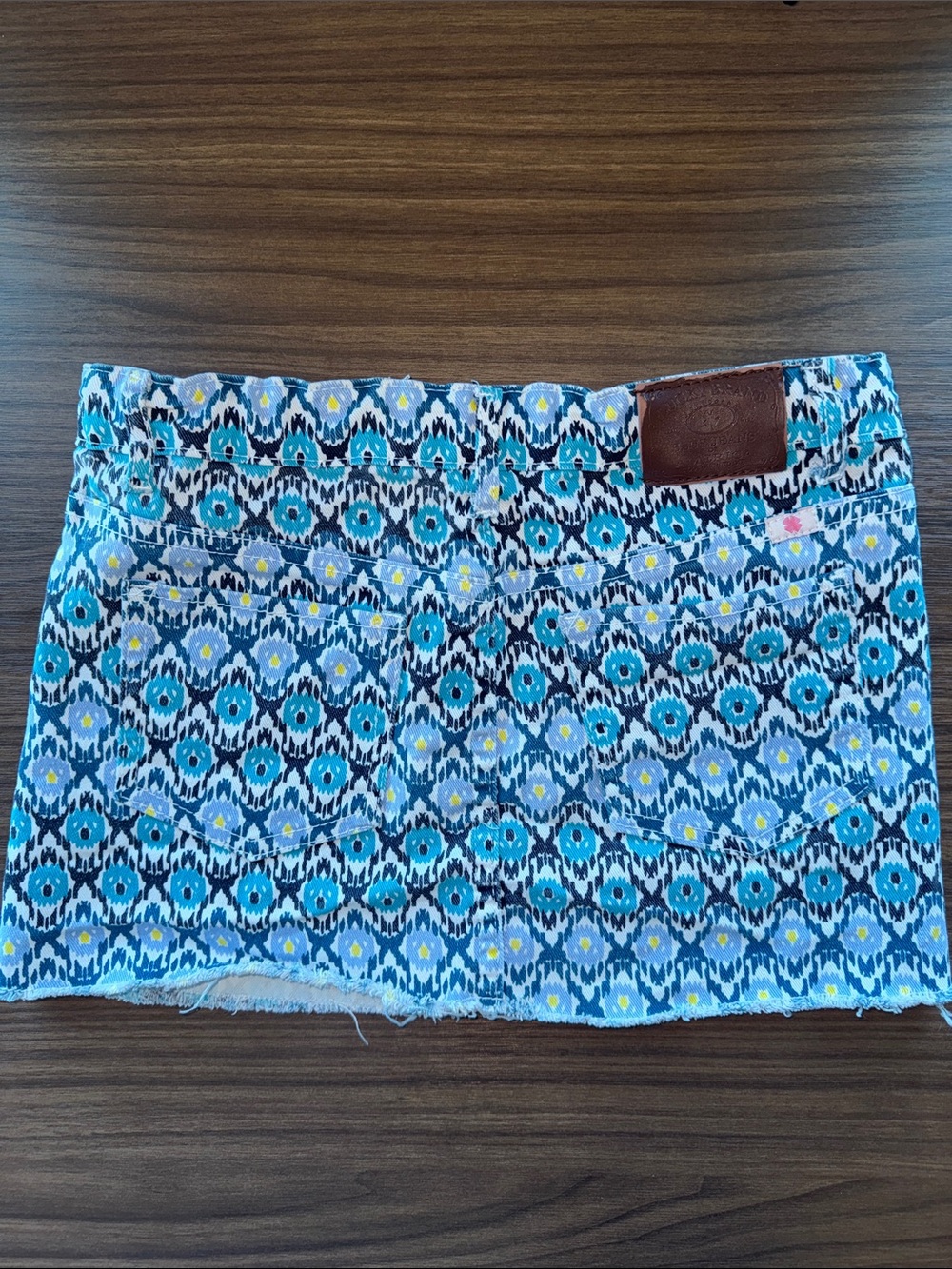Lucky Brand Turquoise and Navy Patterned Mini Skirt